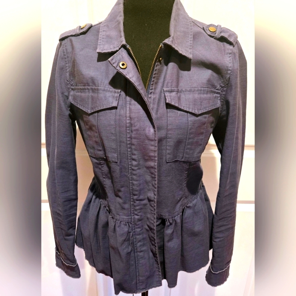 MIAMI  Military Style Zip-Up Jacket Navy Sz Sm